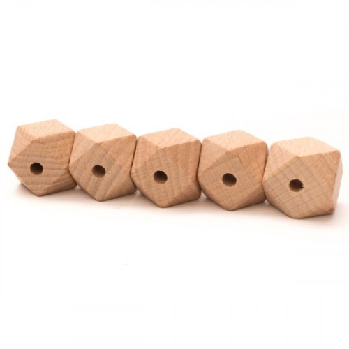 drevené korálky hexagon 20 mm - 5 ks