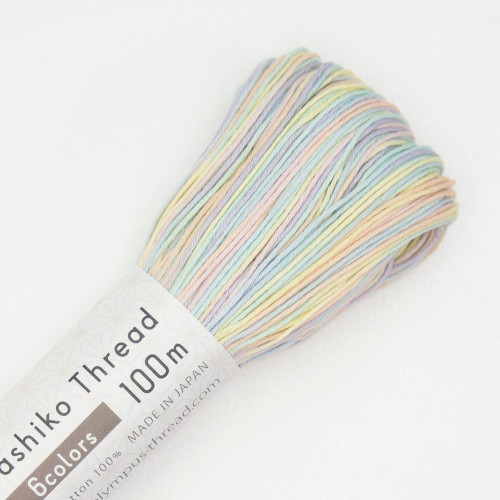sashiko thread 100 m - 302 mutlicolored soft rainbow